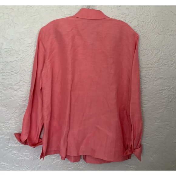 Nycard Collection Womens Button Front Shirt Pink Cuff Sleeve Point Collar 16 - Picture 2 of 4